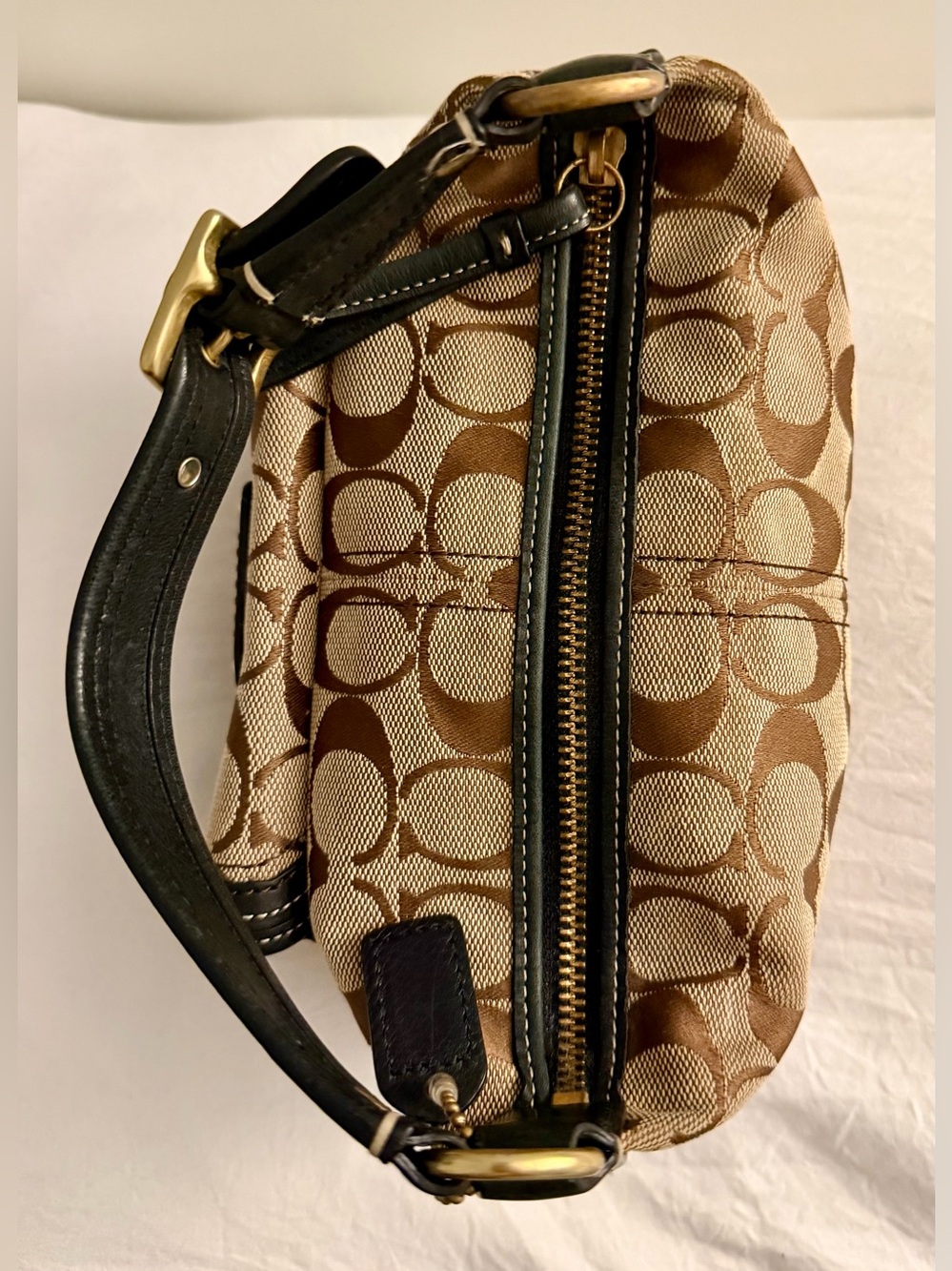 👑✅PRICE FIRM✅ Beautiful Brown COACH Legacy Signature CC Canvas Mini Bag - Picture 8 of 16